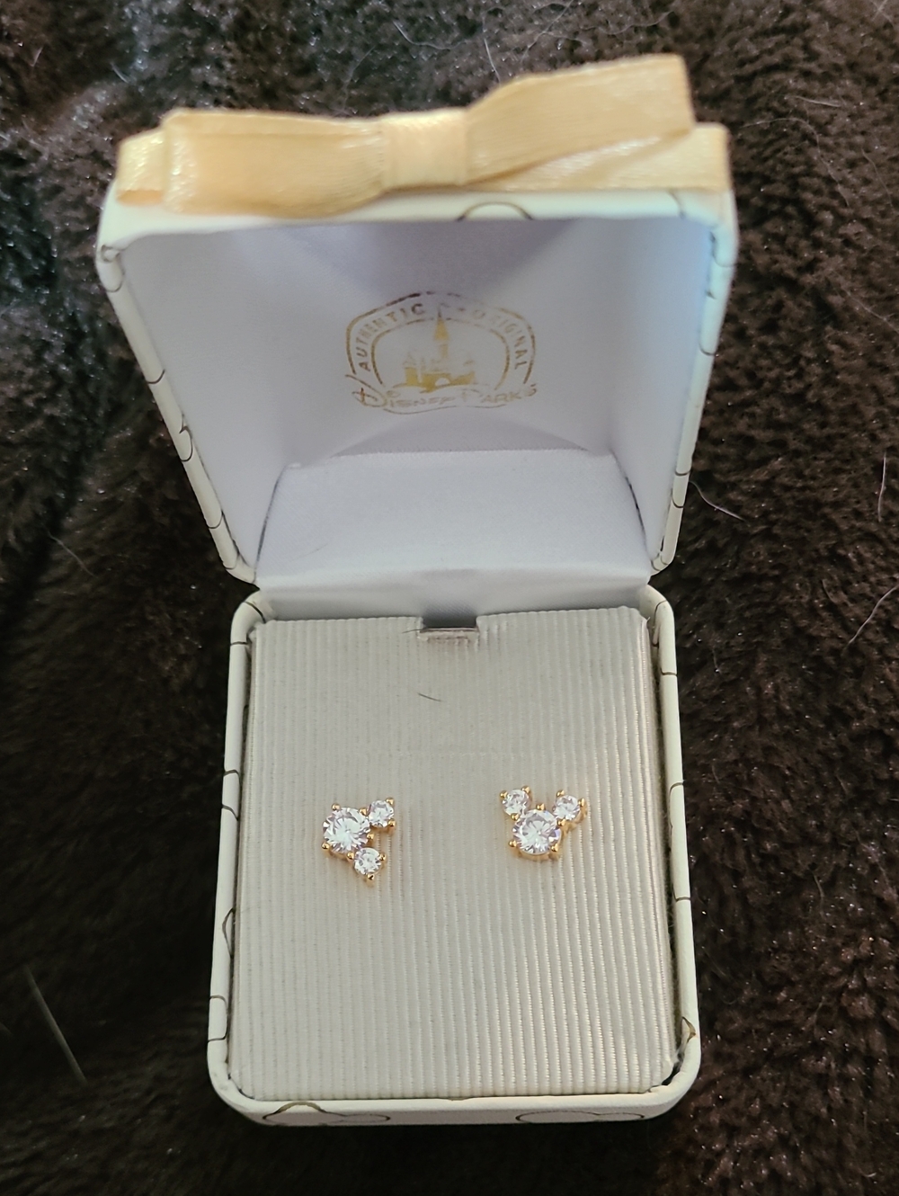 Disney Gold Crystal Mickey Head Stud Earrings - Gold